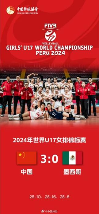 秘鲁U17女排世锦赛1／4决赛焦点战：中国3-0力克墨